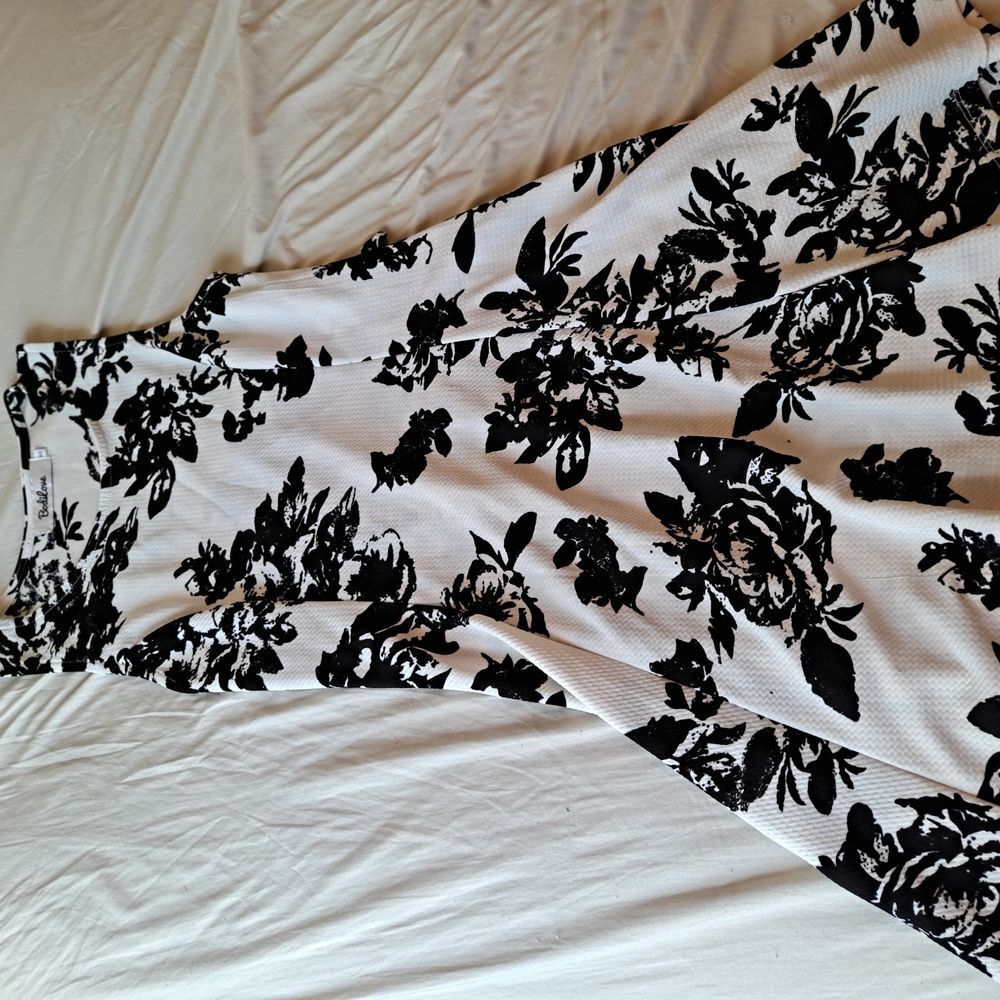 Elegant Black and White Floral Dress